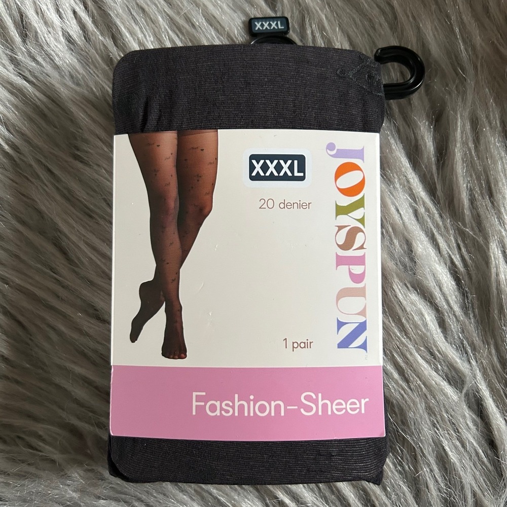 Joyspun "Love" Tights Womens Size XXXL Black Sheer 20 Denier
